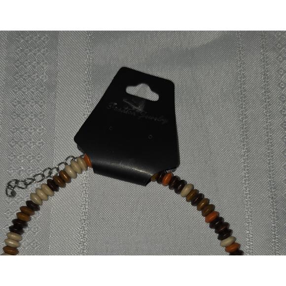 Multi Strand Seed Beads Necklace Fashion Fall Color Orange Brown Cream Costume - Picture 7 of 9